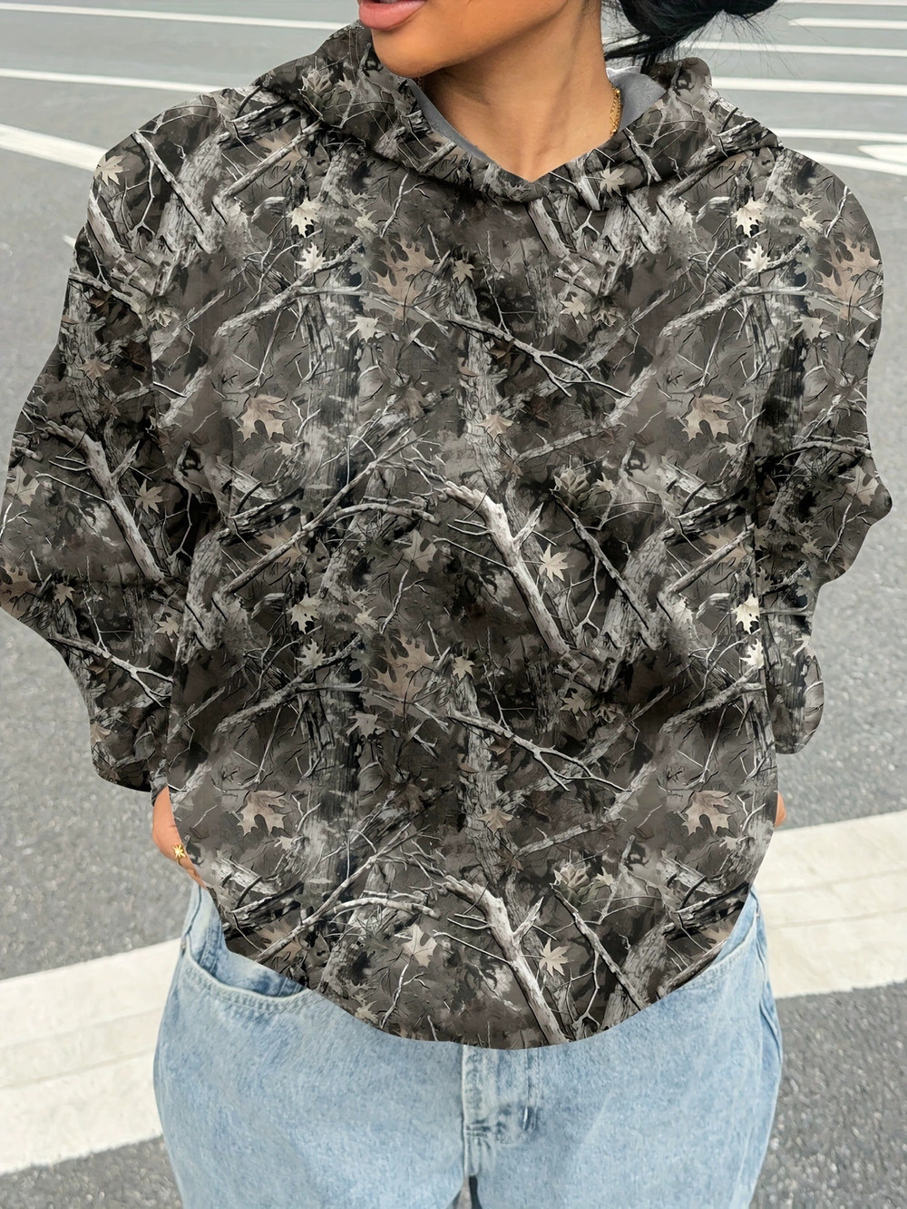 ZARA Amazon Floral Print Hoodie Trendy Oversized Casual Long Sleeve
